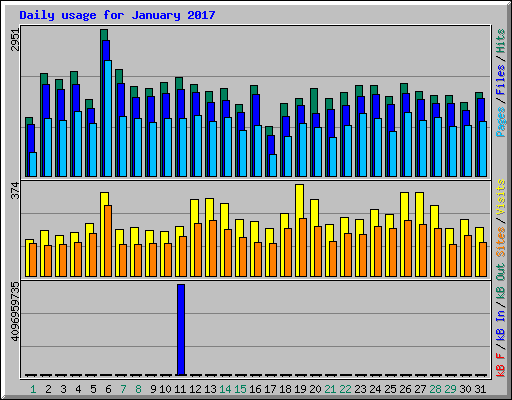 Daily usage for January 2017