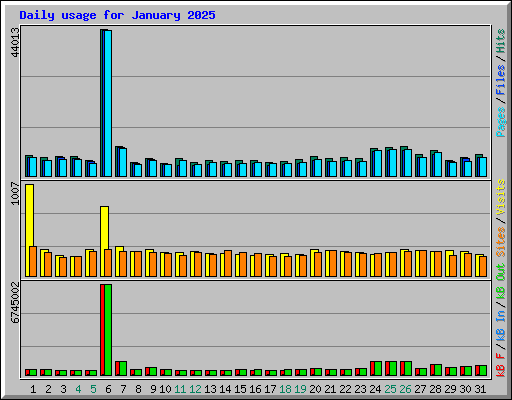 Daily usage for January 2025