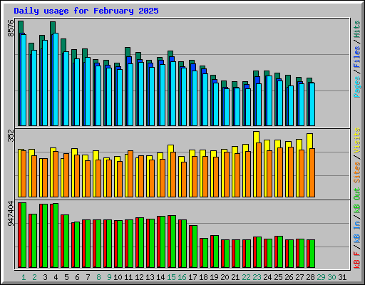 Daily usage for February 2025