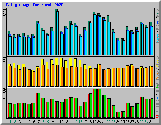 Daily usage for March 2025